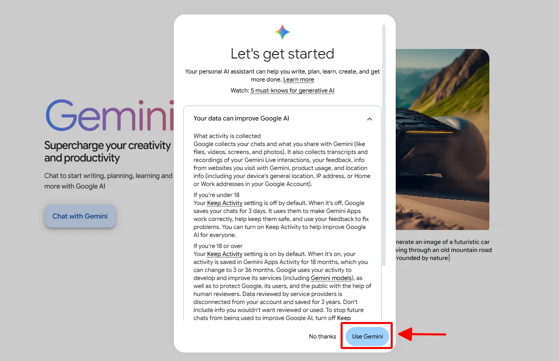 Chi tiết 4 bước đăng ký Gemini miễn phí