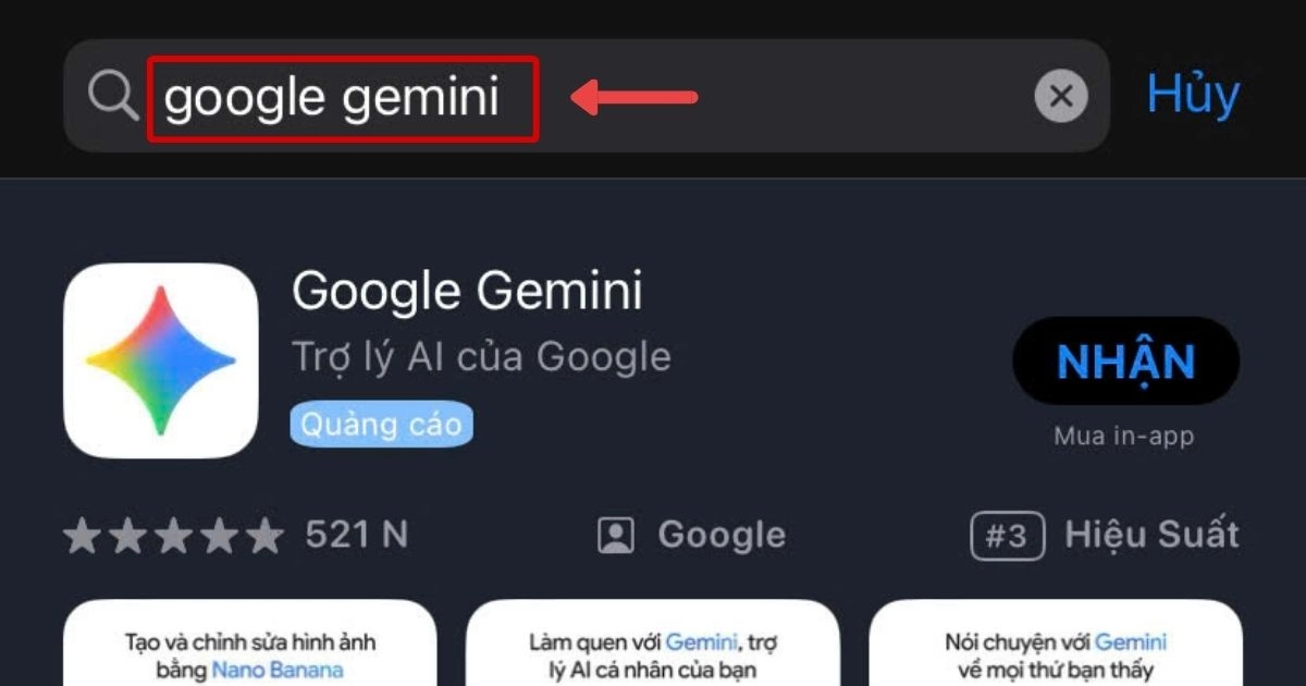 Cài đặt Gemini trên điện thoại iOS
