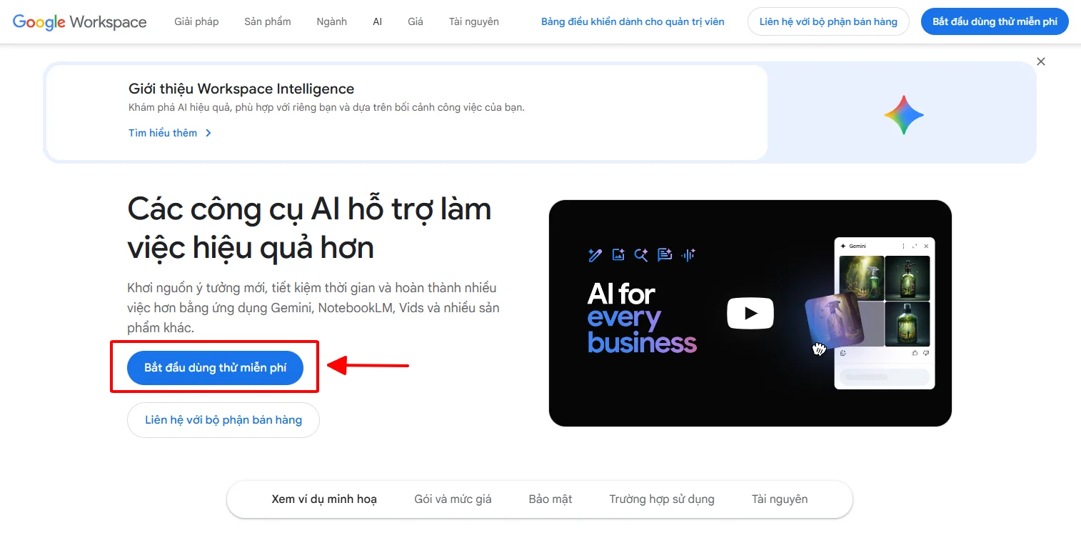 cách đăng ký Gemini doanh nghiệp