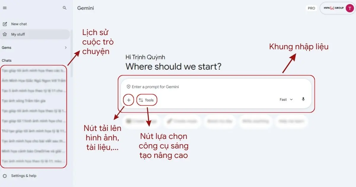 Giao diện Google AI Gemini
