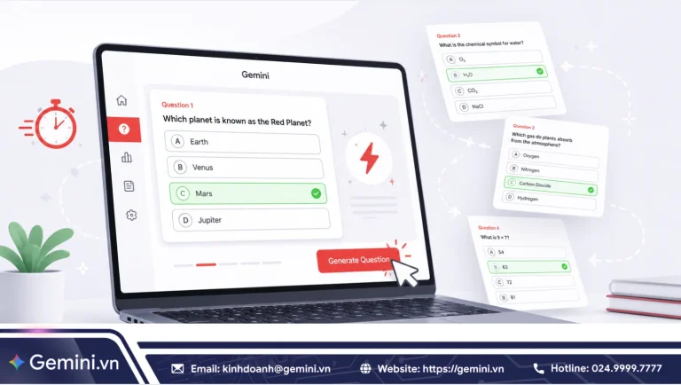 04 Bước tạo câu hỏi trắc nghiệm trên Gemini nhanh chóng và đơn giản