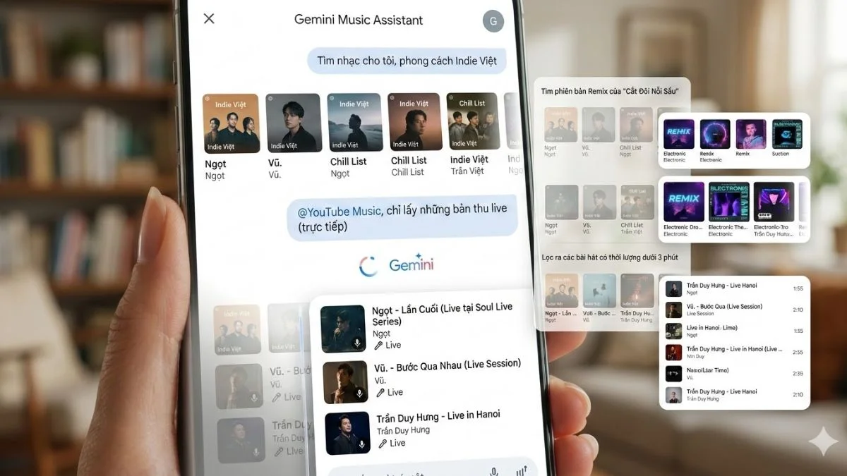 Cách tinh chỉnh tìm kiếm và khám phá thông tin bài hát trên Gemini