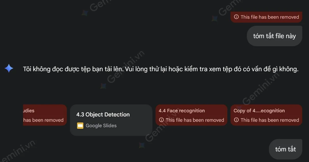 Gemini bị lỗi upload file và hình ảnh