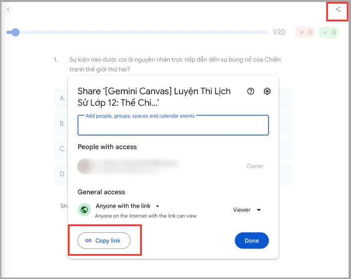 Hướng dẫn tạo câu hỏi trắc nghiệm trên Gemini chi tiết