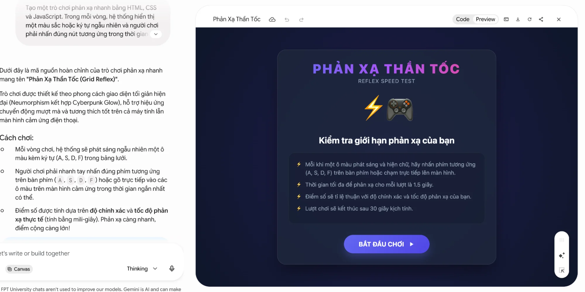 Tổng hợp 07 Prompt tạo trò chơi trên Gemini