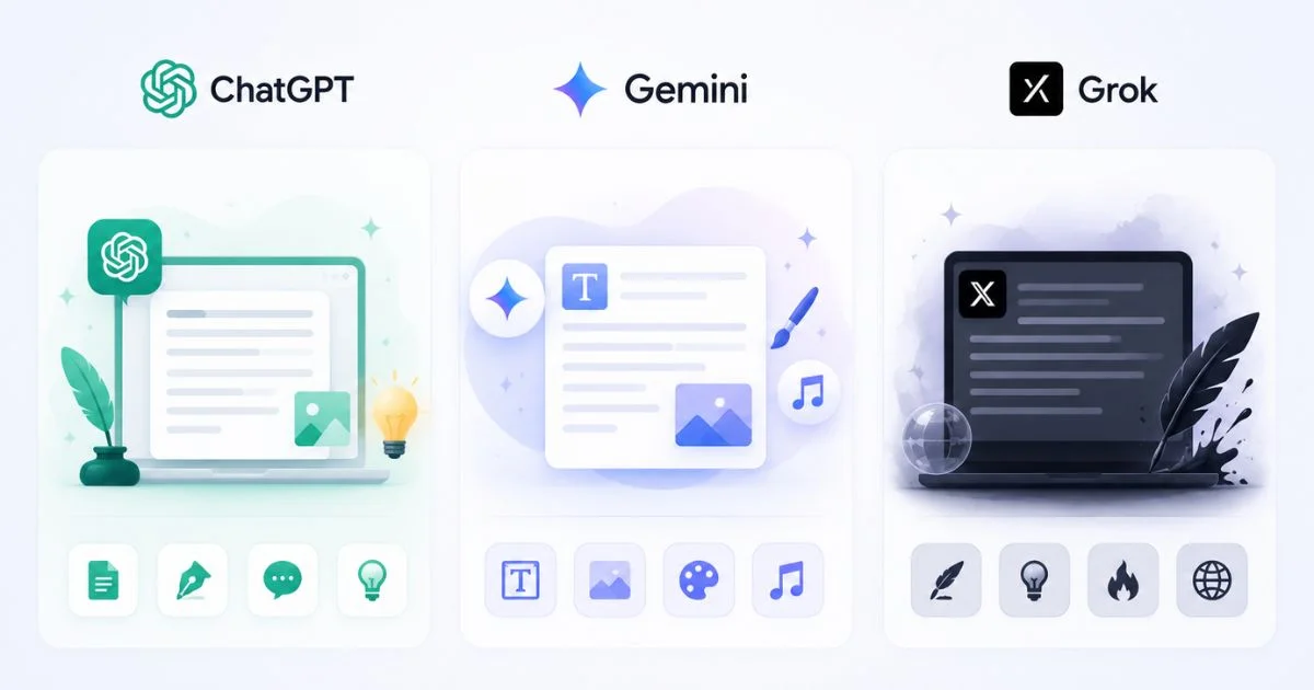 So sánh ChatGPT Gemini và Grok về khả năng sáng tạo