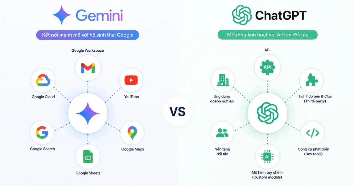 So sánh Gemini và ChatGPT cập nhật mới nhất