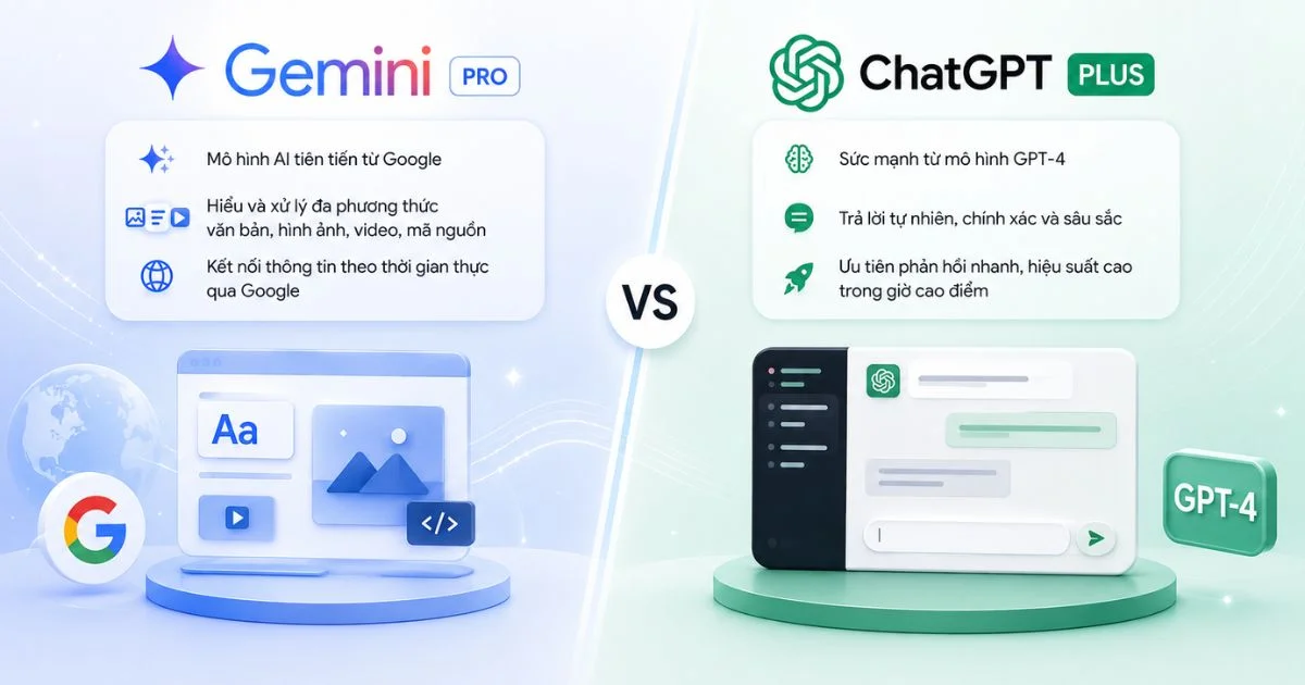 Tổng quan so sánh Gemini Pro và ChatGPT Plus 2026
