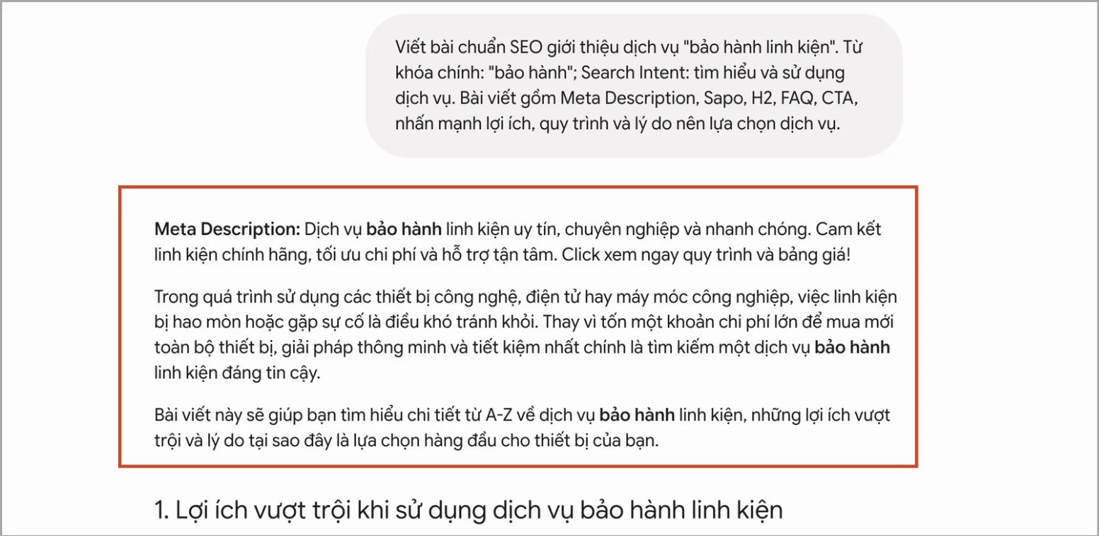 Prompt viết bài SEO dịch vụ
