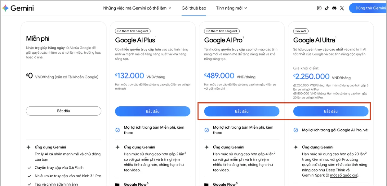 Đăng ký Gemini Advanced trực tiếp với Google