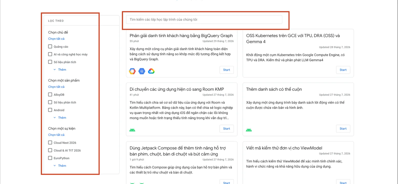 Hướng dẫn bắt đầu với Gemini Codelabs