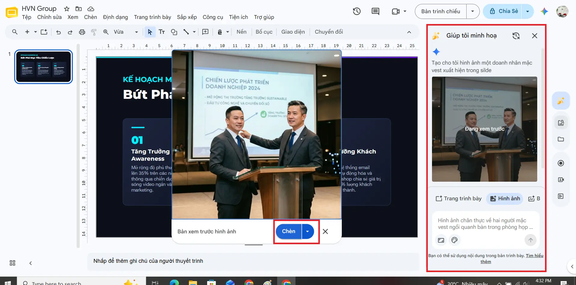 tạo và chèn ảnh vào slide