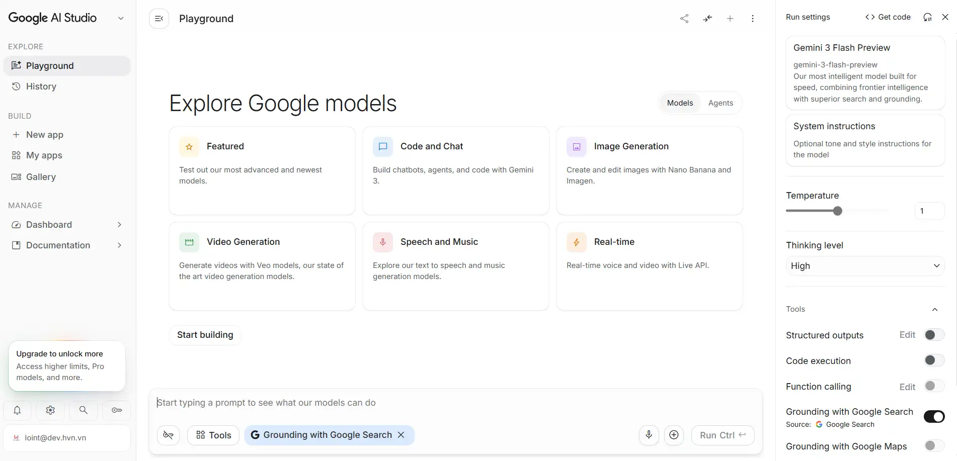 đăng nhập google ai studio