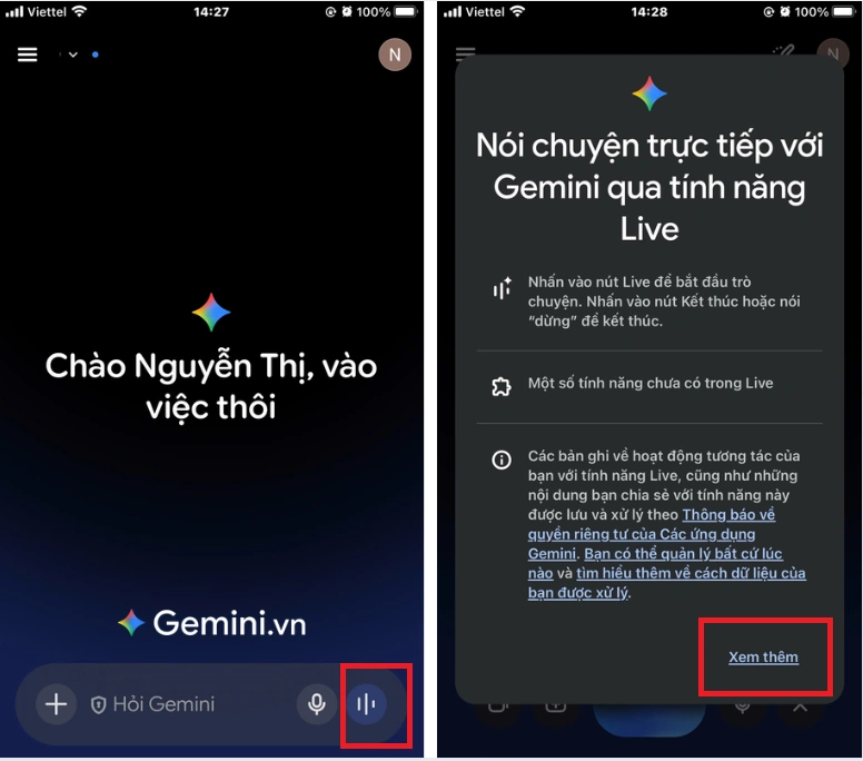 gemini live trên iphone