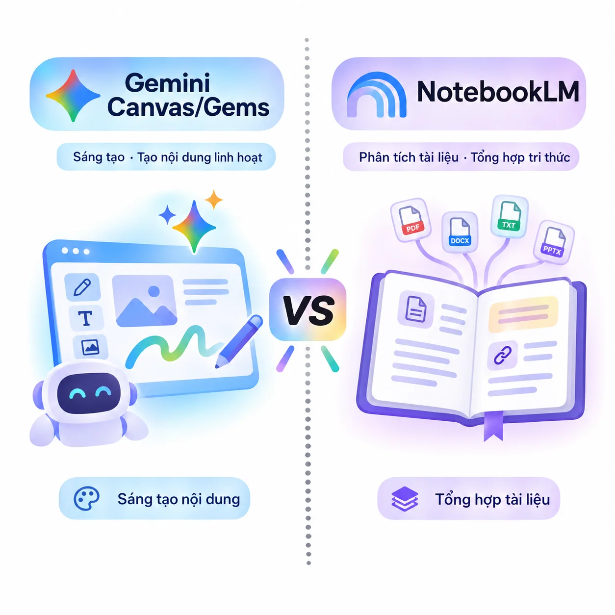 gemini canvas gem va notebooklm