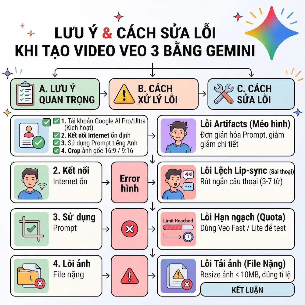 lưu ý và cách sửa lỗi tạo video 3