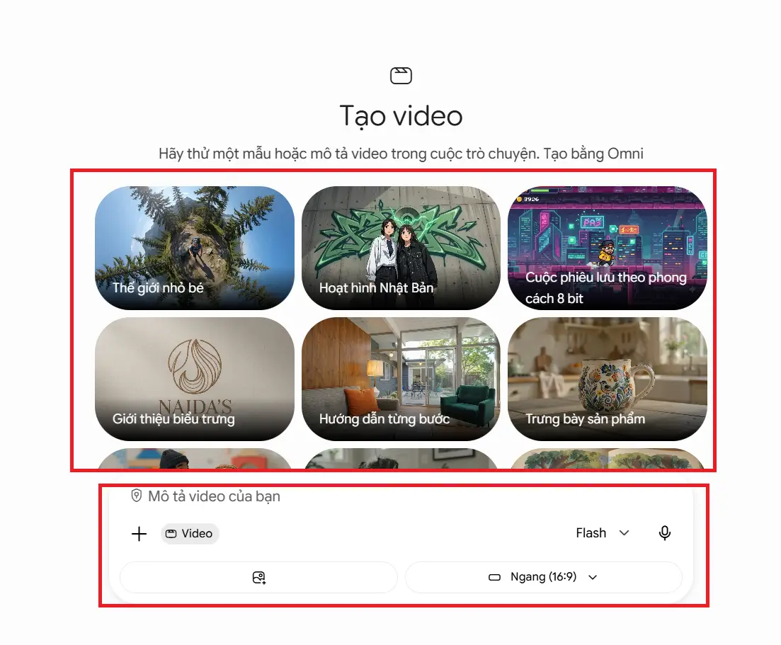 nhập lệnh tạo video omni