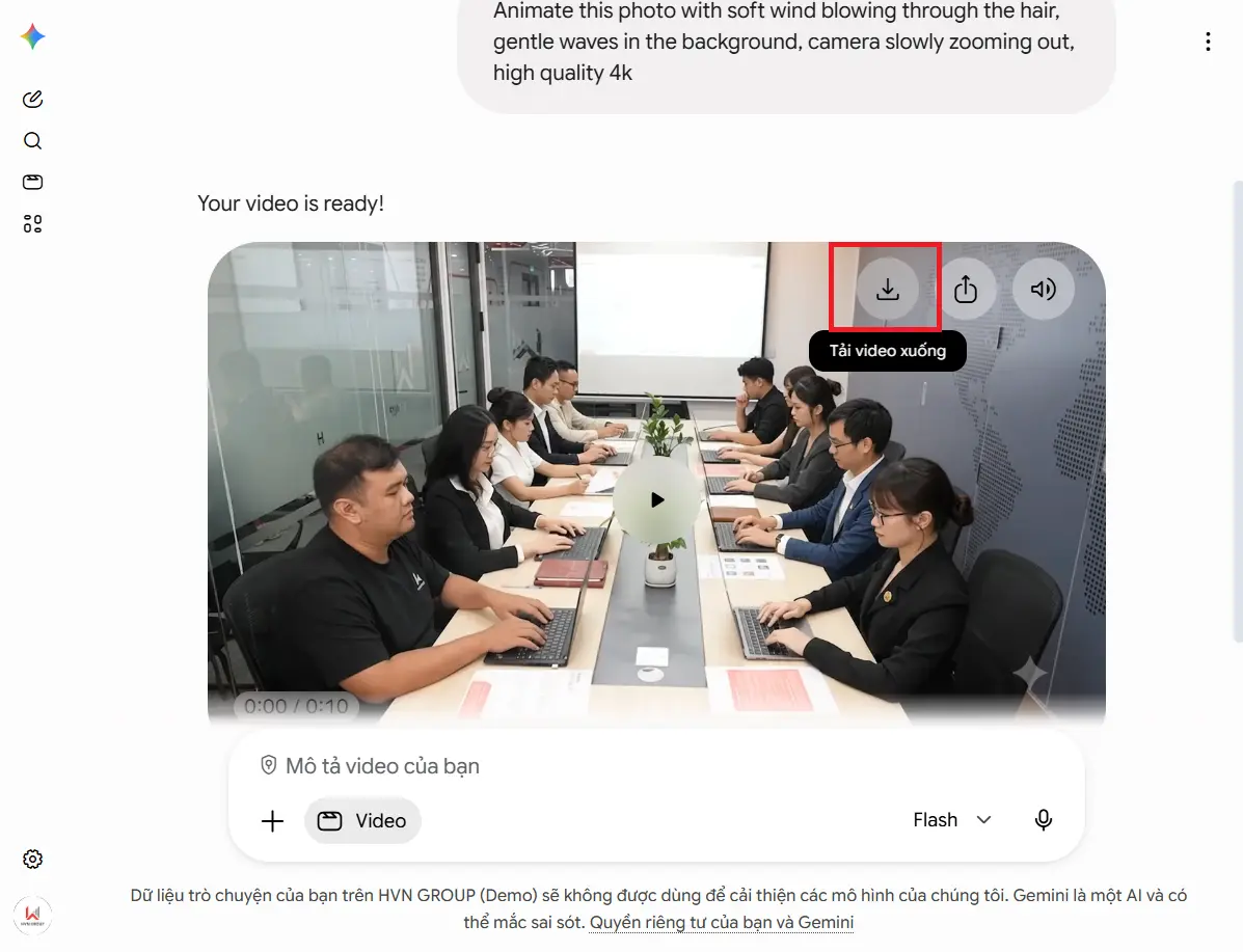 tải xuống video từ ảnh gemini