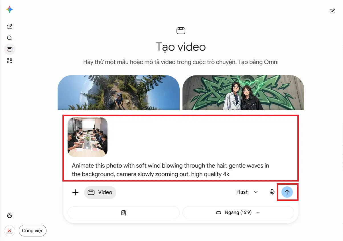 tạo video từ ảnh gemini