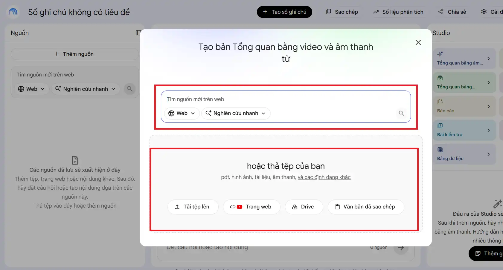 thêm nguồn dữ liệu notebooklm
