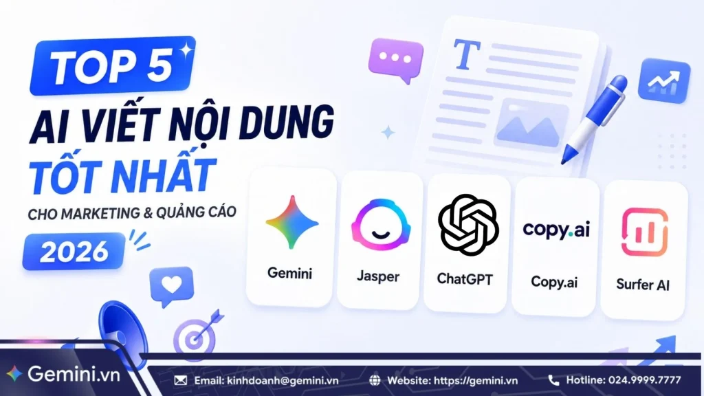 Top 5 AI viết nội dung tốt 2026