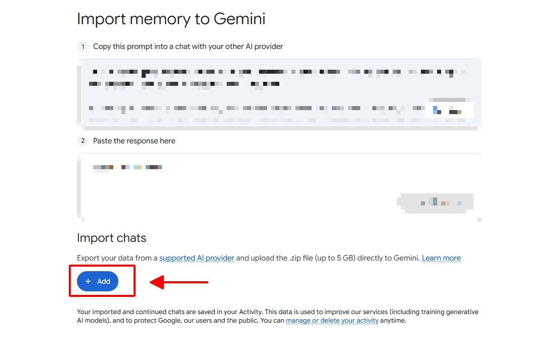 Cách chuyển dữ liệu từ chatgpt sang tài khoản cá nhân gemini