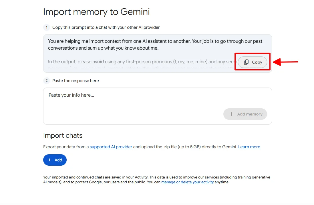 Cách chuyển dữ liệu từ chatgpt sang gemini chi tiết 2026