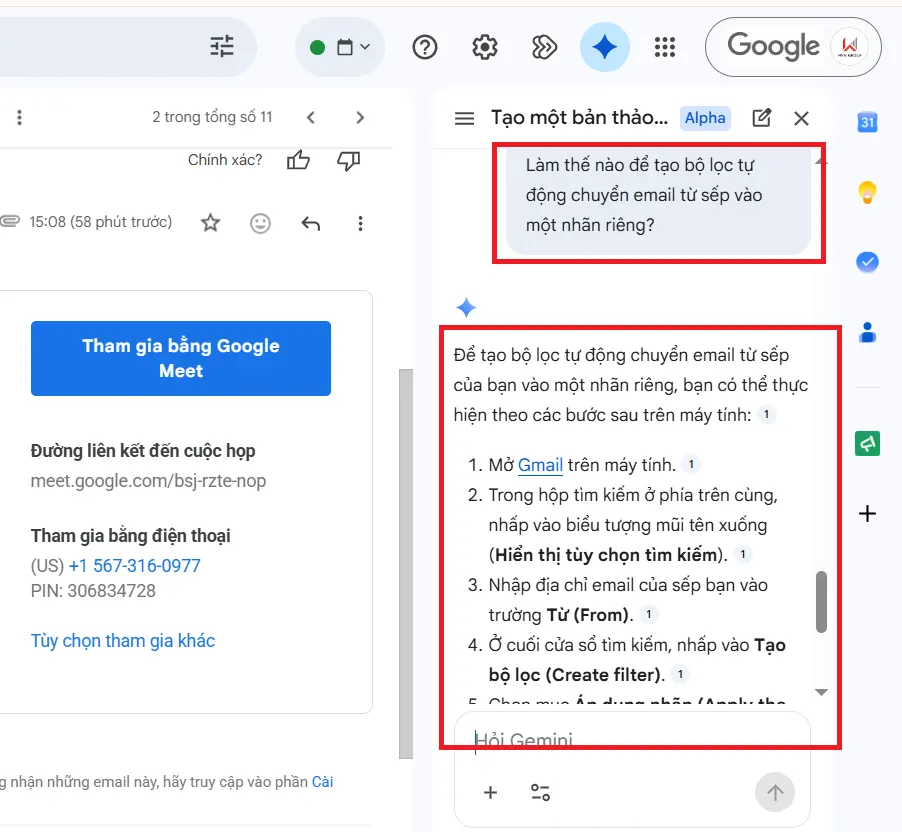 nhận trợ giúp về gmail