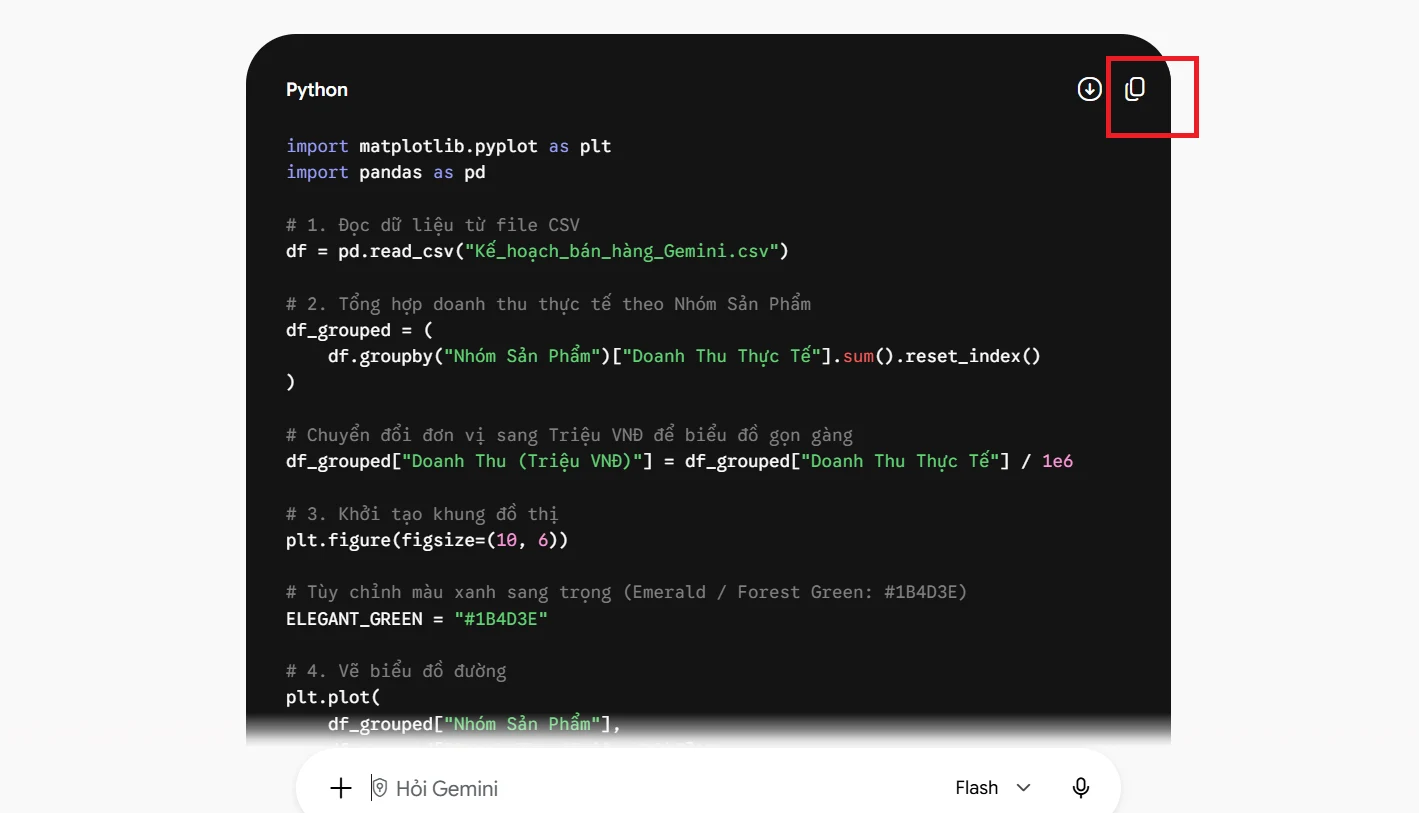 sao chép đoạn mã python