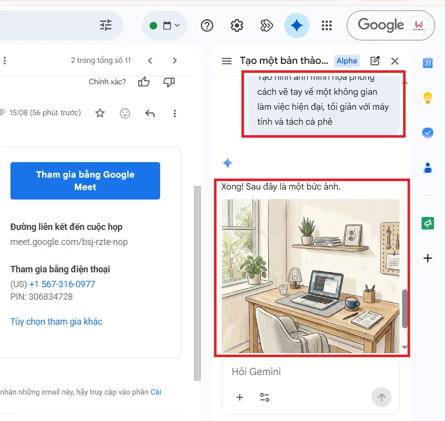 tạo ảnh trong gmail