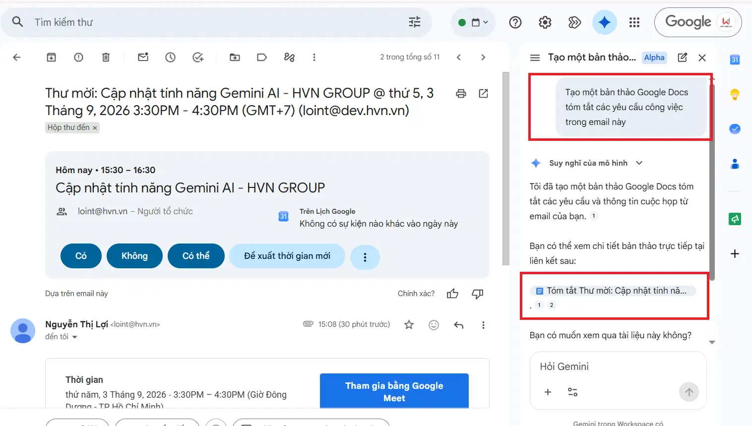 tạo tài liệu trên gmail