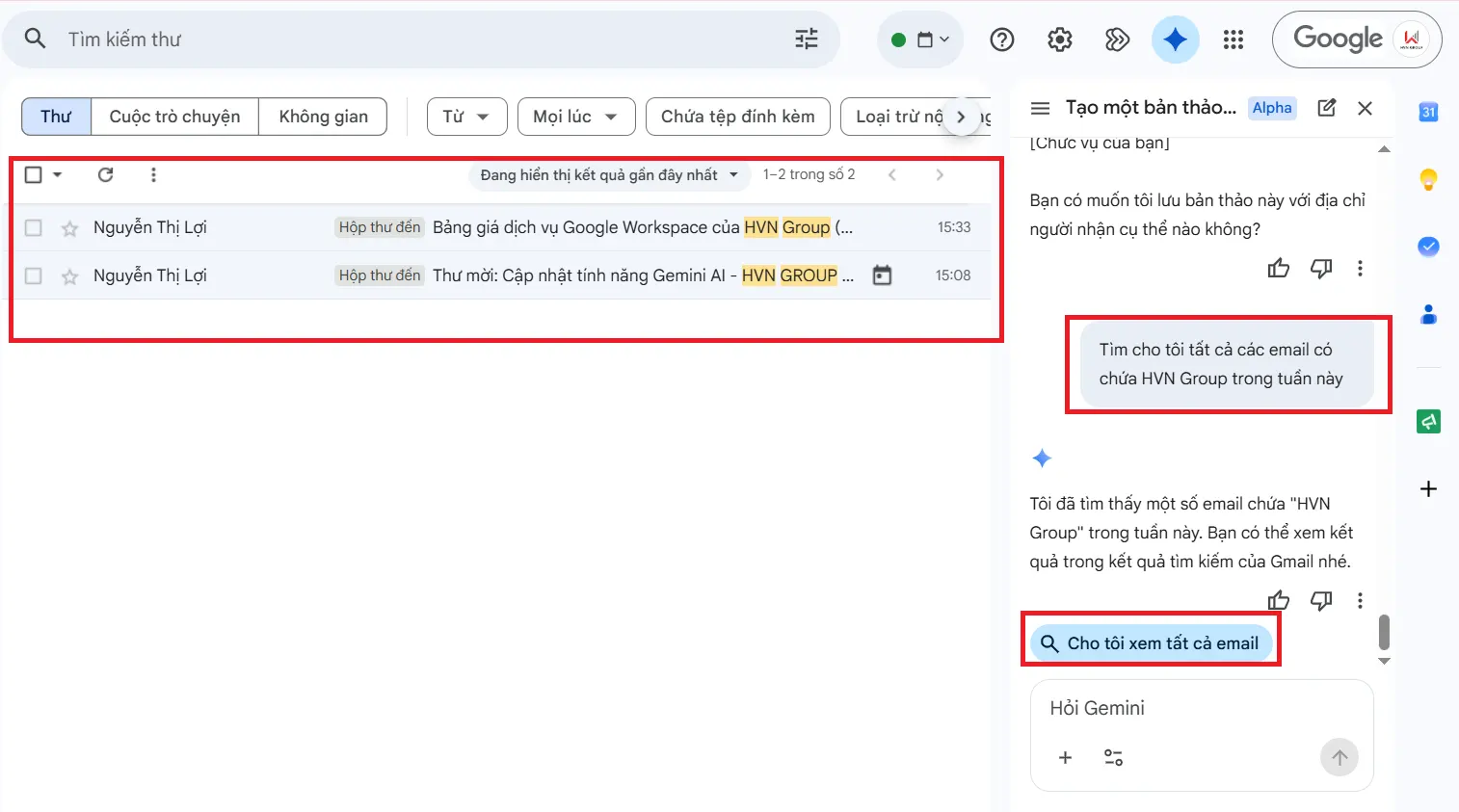 tìm email đã qua