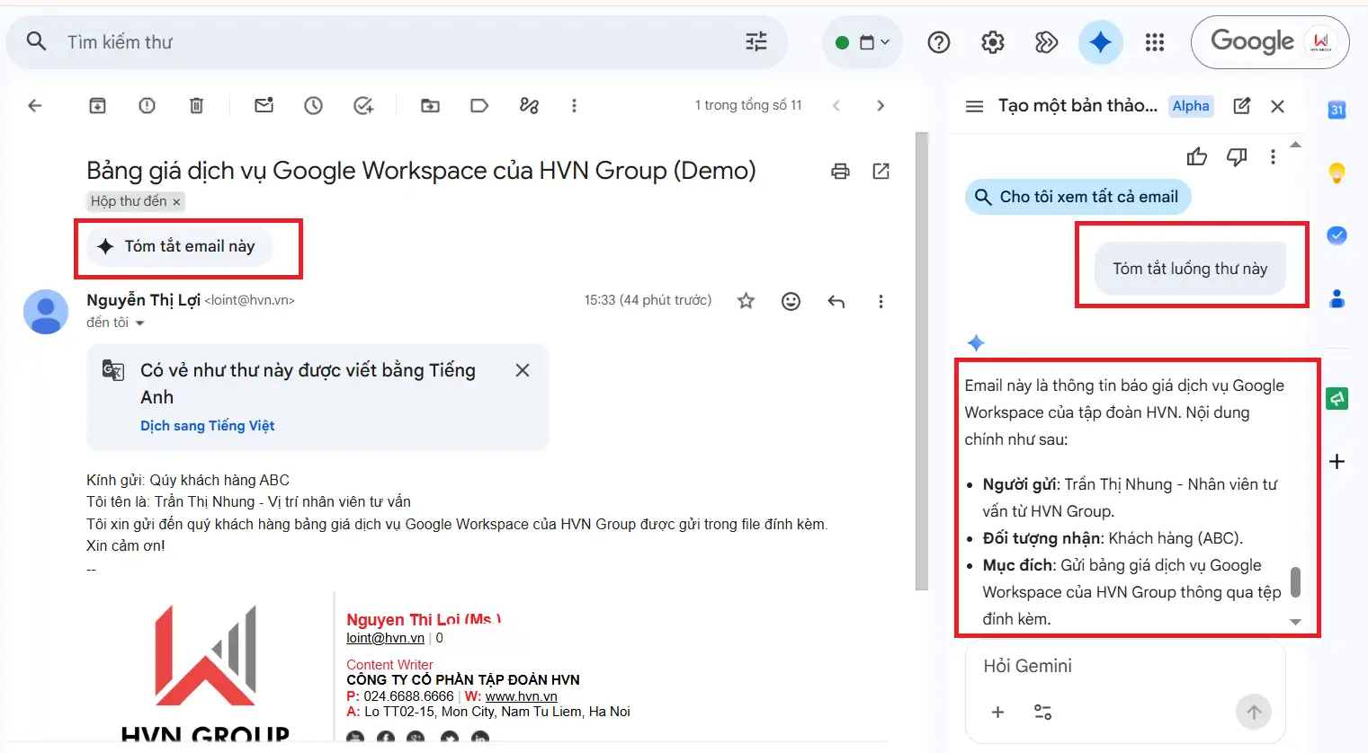 Tóm tắt email