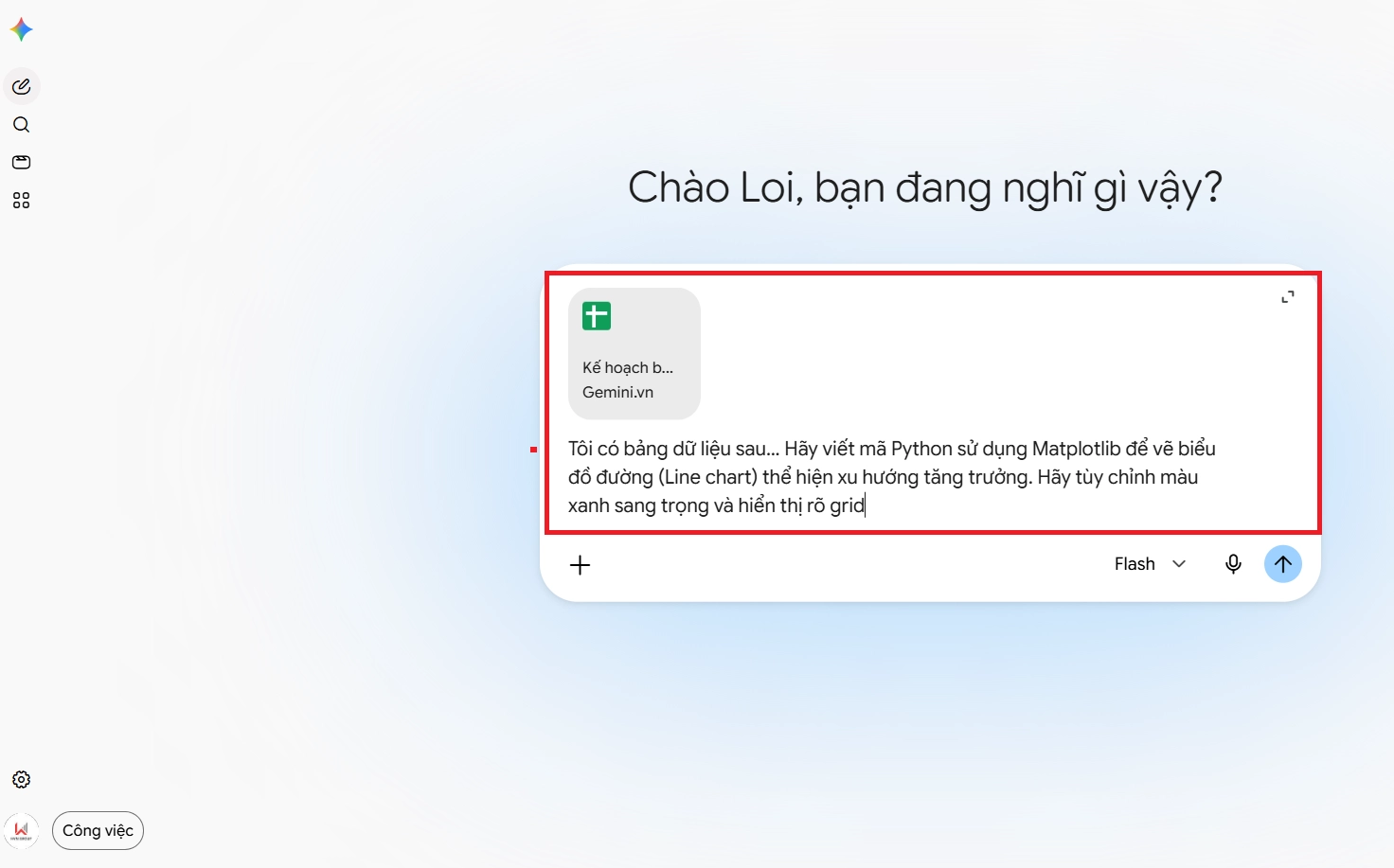vẽ biểu đồ trực tiếp bằng python