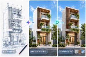 Prompt AI cho kiến trúc chuyển bản phác thảo thành phối cảnh và chỉnh sửa thiết kế
