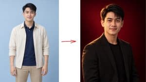 Prompt tạo ảnh mẫu ảnh chân dung nền đỏ studio
