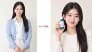  Prompt tạo ảnh mẫu ảnh cầm serum cạnh mặt