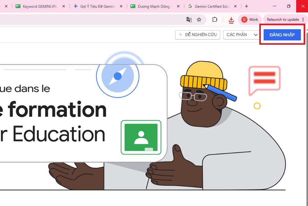 Truy cập cổng đào tạo Google for Education và đăng nhập