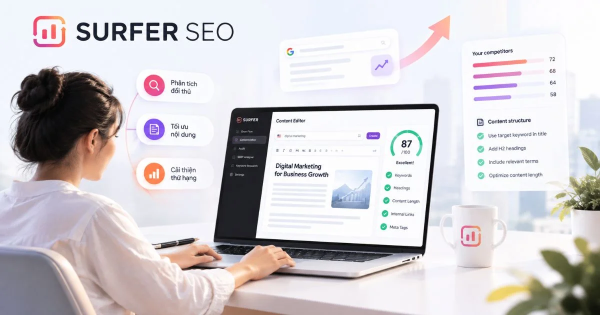 Surfer AI viết bài chuẩn SEO cho doanh nghiệp